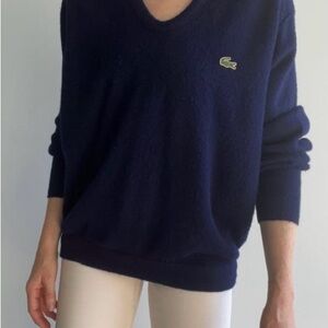 Vintage Lacoste Pullover V-Neck Dark Navy Blue Size Large